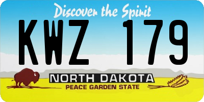 ND license plate KWZ179