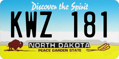 ND license plate KWZ181
