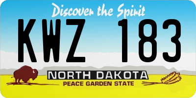 ND license plate KWZ183
