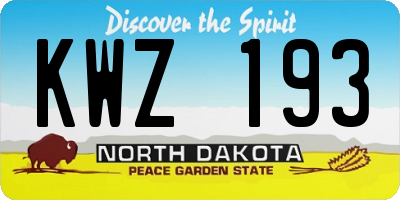 ND license plate KWZ193