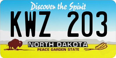 ND license plate KWZ203