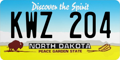 ND license plate KWZ204