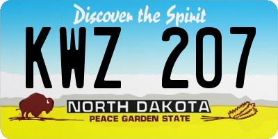 ND license plate KWZ207