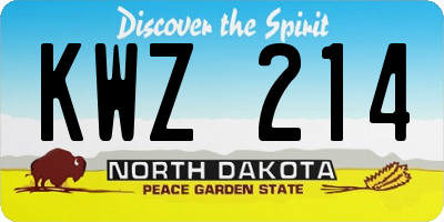 ND license plate KWZ214