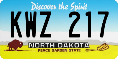 ND license plate KWZ217