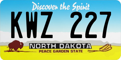 ND license plate KWZ227