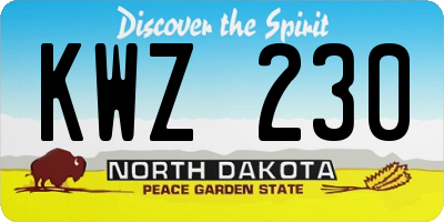 ND license plate KWZ230