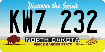 ND license plate KWZ232