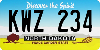 ND license plate KWZ234