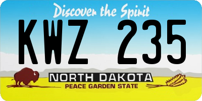 ND license plate KWZ235