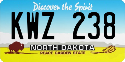 ND license plate KWZ238