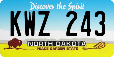 ND license plate KWZ243