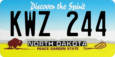 ND license plate KWZ244