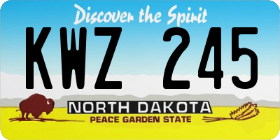 ND license plate KWZ245