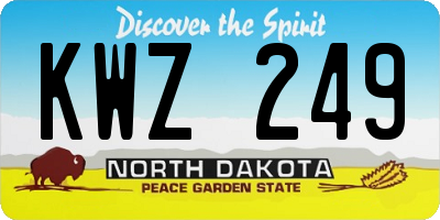 ND license plate KWZ249