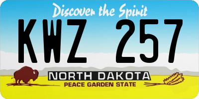 ND license plate KWZ257