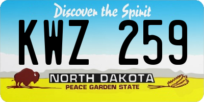 ND license plate KWZ259