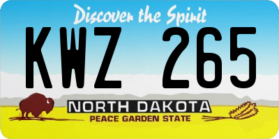 ND license plate KWZ265