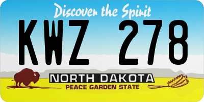 ND license plate KWZ278