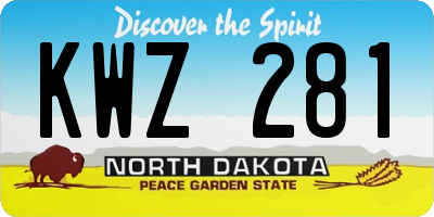 ND license plate KWZ281