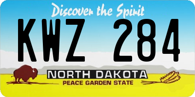 ND license plate KWZ284