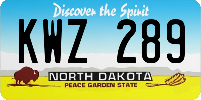 ND license plate KWZ289