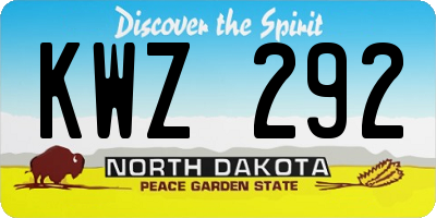 ND license plate KWZ292