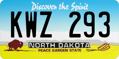 ND license plate KWZ293