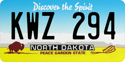 ND license plate KWZ294