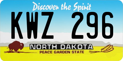 ND license plate KWZ296