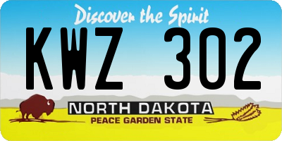 ND license plate KWZ302