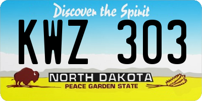 ND license plate KWZ303