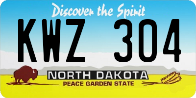 ND license plate KWZ304