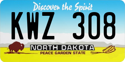 ND license plate KWZ308
