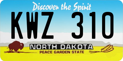 ND license plate KWZ310