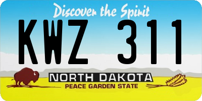 ND license plate KWZ311