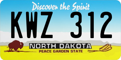 ND license plate KWZ312