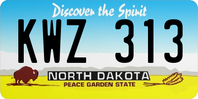 ND license plate KWZ313