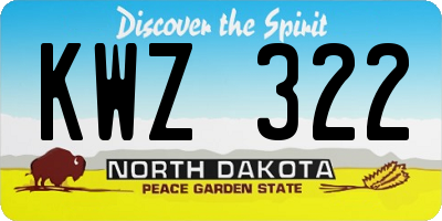 ND license plate KWZ322