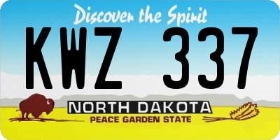 ND license plate KWZ337