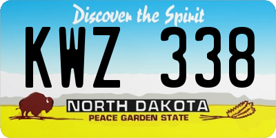 ND license plate KWZ338