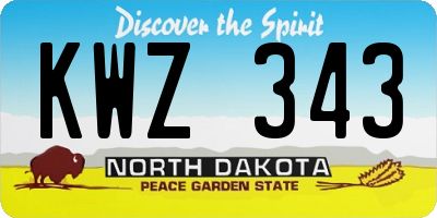 ND license plate KWZ343