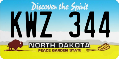 ND license plate KWZ344