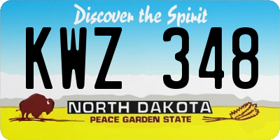 ND license plate KWZ348