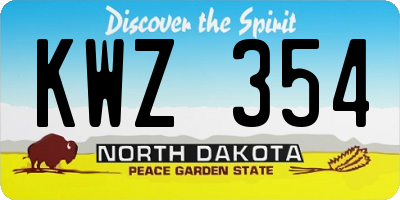 ND license plate KWZ354