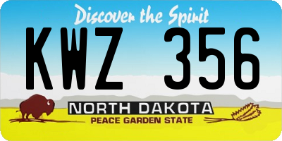 ND license plate KWZ356