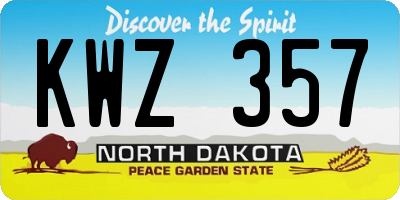 ND license plate KWZ357