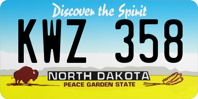 ND license plate KWZ358