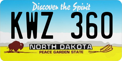 ND license plate KWZ360