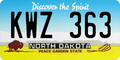 ND license plate KWZ363